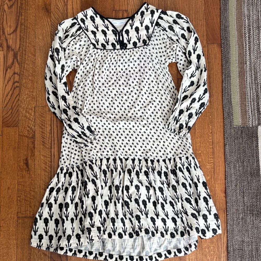 Zara Kids Black and White Patterned Dress